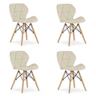 Kėdės LAGO Velvet, smėlio spalvos aksomas, 4 vnt. - Beauty Kit