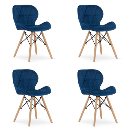 Kėdės LAGO Velvet, tamsiai mėlynas aksomas, 4 vnt. - Beauty Kit