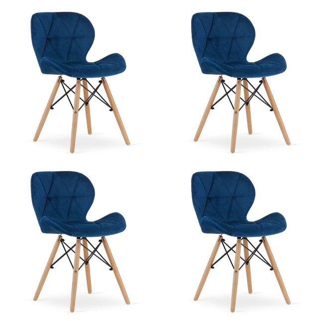 Kėdės LAGO Velvet, tamsiai mėlynas aksomas, 4 vnt. - Beauty Kit