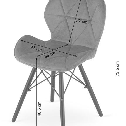 Kėdės LAGO Velvet, tamsiai mėlynas aksomas/juodos kojos, 4 vnt. - Beauty Kit