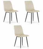 Kėdės LAVA, smėlio spalvo aksomas, 3 vnt. - Beauty Kit