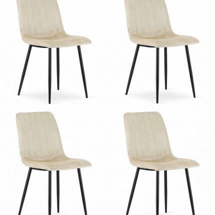 Kėdės LAVA, smėlio spalvo aksomas, 4 vnt. - Beauty Kit