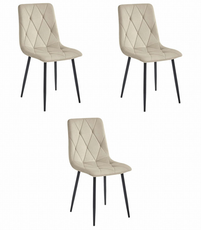 Kėdės LIBRA, smėlio spalvos aksomas/juodos kojos, 3 vnt. - Beauty Kit