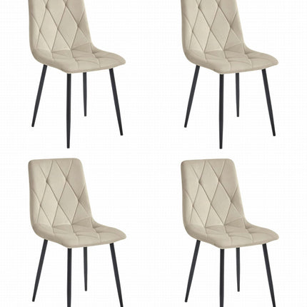 Kėdės LIBRA, smėlio spalvos aksomas/juodos kojos, 4 vnt. - Beauty Kit