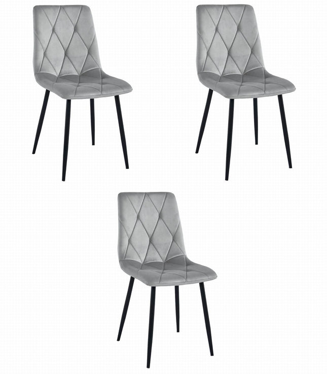 Kėdės LIBRA, šviesiai pilkas aksomas, 3 vnt. - Beauty Kit