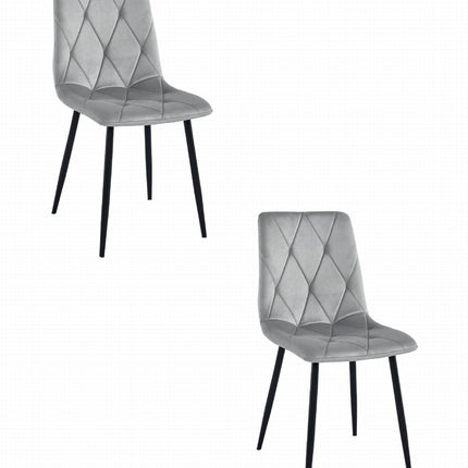 Kėdės LIBRA, šviesiai pilkas aksomas/juodos kojos, 2 vnt. - Beauty Kit