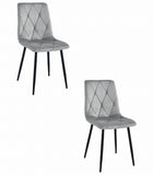 Kėdės LIBRA, šviesiai pilkas aksomas/juodos kojos, 2 vnt. - Beauty Kit