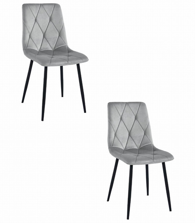 Kėdės LIBRA, šviesiai pilkas aksomas/juodos kojos, 2 vnt. - Beauty Kit