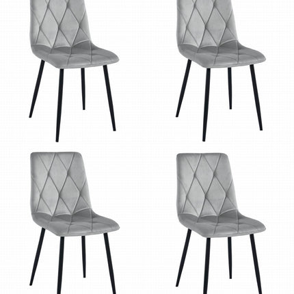 Kėdės LIBRA, šviesiai pilkas aksomas/juodos kojos, 4 vnt. - Beauty Kit