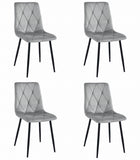 Kėdės LIBRA, šviesiai pilkas aksomas/juodos kojos, 4 vnt. - Beauty Kit