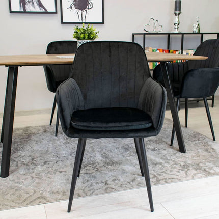 Kėdės LUGO, juodas aksomas/juodos kojos, 2 vnt. - Beauty Kit