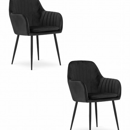 Kėdės LUGO, juodas aksomas/juodos kojos, 2 vnt. - Beauty Kit