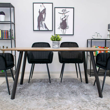 Kėdės LUGO, juodas aksomas/juodos kojos, 2 vnt. - Beauty Kit