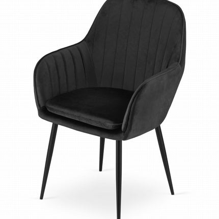 Kėdės LUGO, juodas aksomas/juodos kojos, 2 vnt. - Beauty Kit