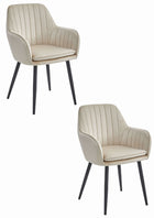 Kėdės LUGO, smėlio spalvos aksomas/juodos kojos, 2 vnt. - Beauty Kit