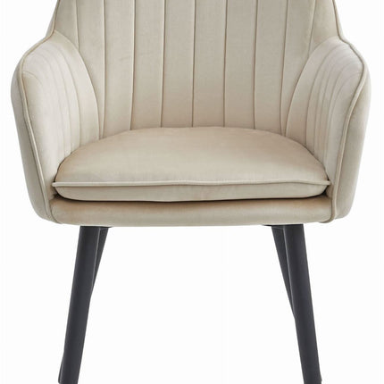 Kėdės LUGO, smėlio spalvos aksomas/juodos kojos, 2 vnt. - Beauty Kit