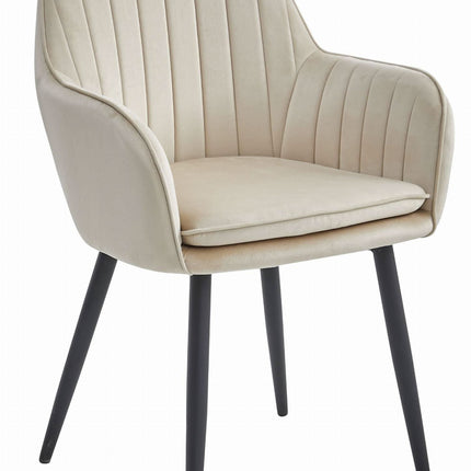 Kėdės LUGO, smėlio spalvos aksomas/juodos kojos, 2 vnt. - Beauty Kit