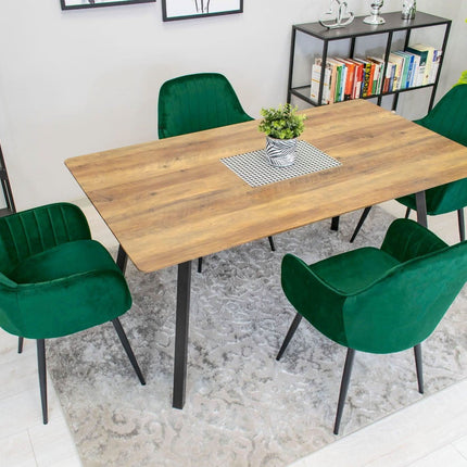 Kėdės LUGO, žalias aksomas/juodos kojos, 2 vnt. - Beauty Kit