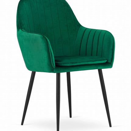 Kėdės LUGO, žalias aksomas/juodos kojos, 2 vnt. - Beauty Kit