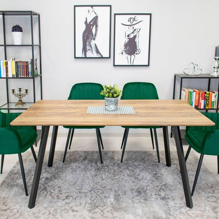 Kėdės LUGO, žalias aksomas/juodos kojos, 2 vnt. - Beauty Kit