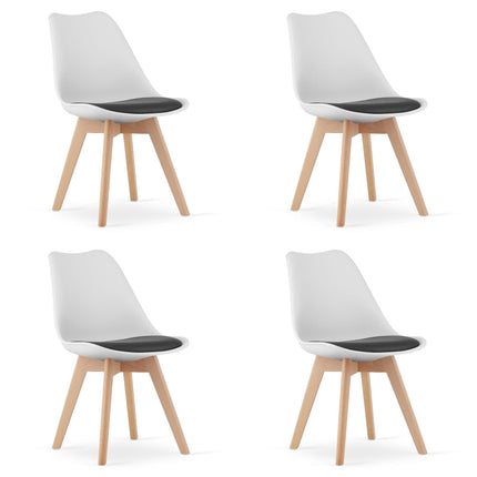 Kėdės MARK, baltai juodos/natūralios kojos, 4 vnt. - Beauty Kit