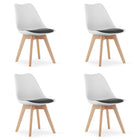 Kėdės MARK, baltai juodos/natūralios kojos, 4 vnt. - Beauty Kit