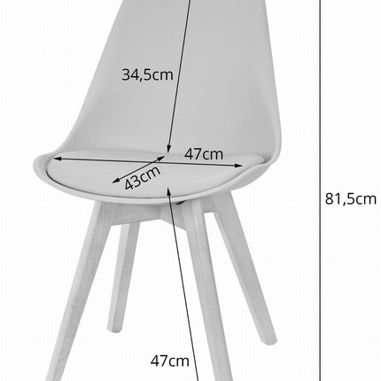 Kėdės MARK, juodai baltos/juodos kojos, 3 vnt. - Beauty Kit