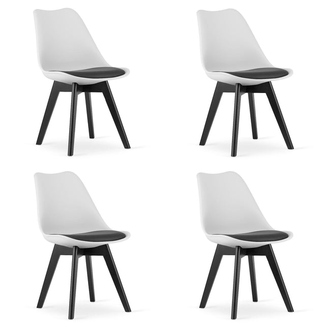 Kėdės MARK, juodai baltos/juodos kojos, 4 vnt. - Beauty Kit
