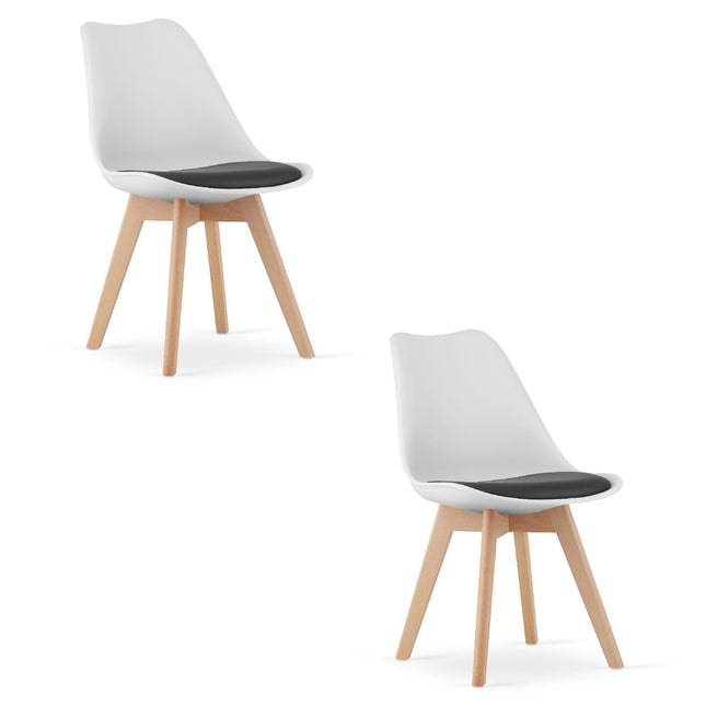 Kėdės MARK, juodai baltos/natūralios kojos, 2 vnt. - Beauty Kit