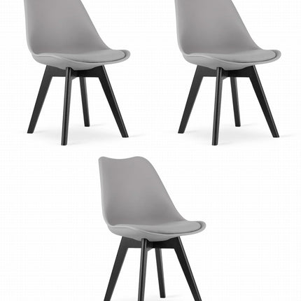 Kėdės MARK, pilkos/juodos kojos, 3 vnt. - Beauty Kit