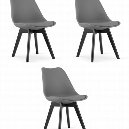 Kėdės MARK, tamsiai pilkos/juodos kojos, 3 vnt. - Beauty Kit