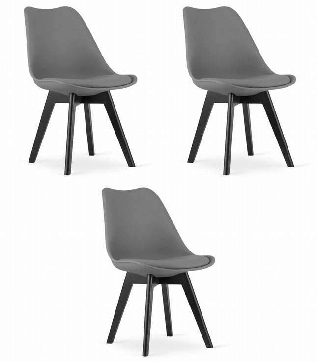 Kėdės MARK, tamsiai pilkos/juodos kojos, 3 vnt. - Beauty Kit