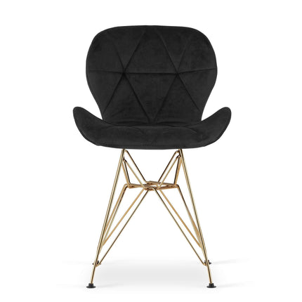 Kėdės NEST, juodas aksomas/auksinės kojos, 3 vnt. - Beauty Kit