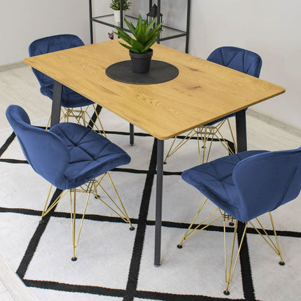 Kėdės NEST, mėlynas aksomas/auksinės kojos, 3 vnt. - Beauty Kit