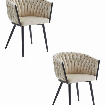 Kėdės ORION, smėlio spalvos aksomas, 2 vnt. - Beauty Kit