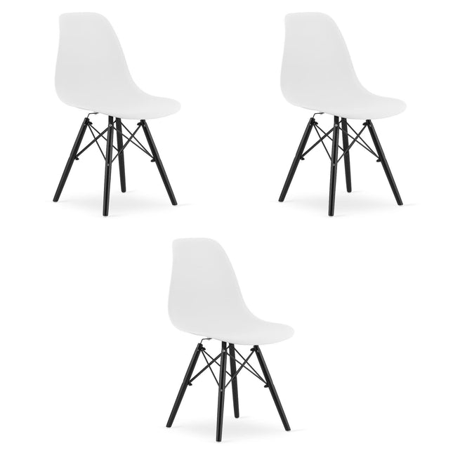 Kėdės OSAKA, baltos/juoda kojos, 3 vnt. - Beauty Kit