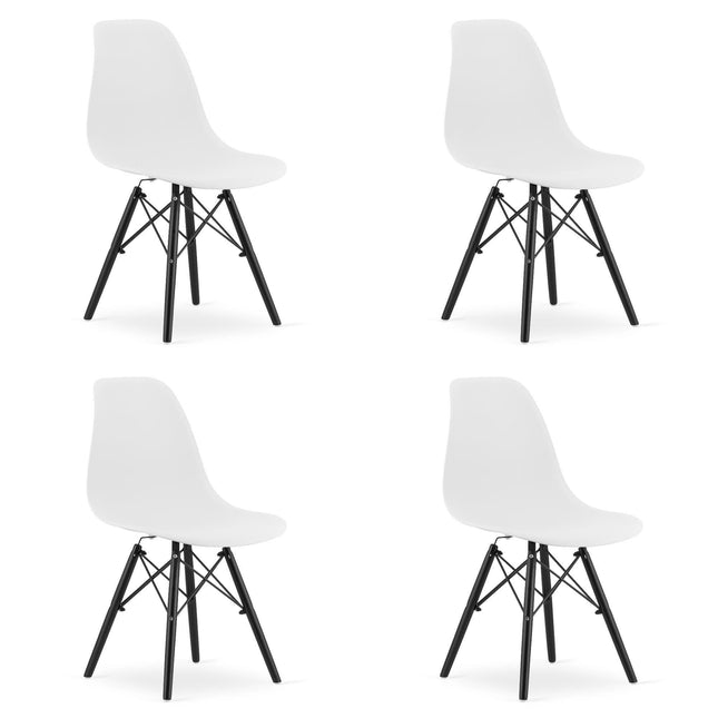 Kėdės OSAKA, baltos/juoda kojos, 4 vnt. - Beauty Kit