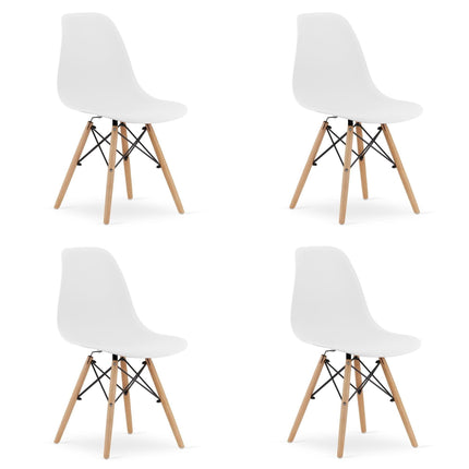 Kėdės OSAKA, baltos/natūralios kojos, 4 vnt. - Beauty Kit