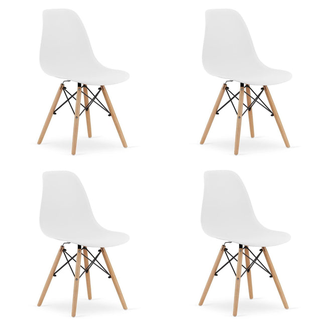Kėdės OSAKA, baltos/natūralios kojos, 4 vnt. - Beauty Kit