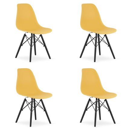 Kėdės OSAKA, garstyčių spalvos/juodos kojos, 4 vnt. - Beauty Kit