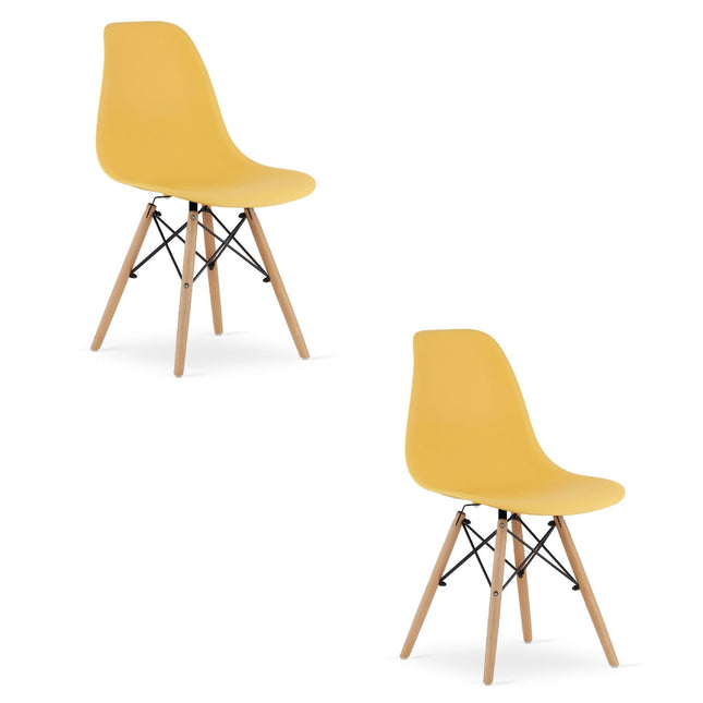 Kėdės OSAKA, garstyčių spalvos/natūralios kojos, 2 vnt. - Beauty Kit