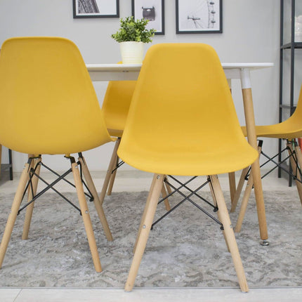 Kėdės OSAKA, garstyčių spalvos/natūralios kojos, 3 vnt. - Beauty Kit