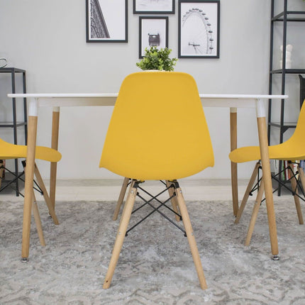 Kėdės OSAKA, garstyčių spalvos/natūralios kojos, 3 vnt. - Beauty Kit