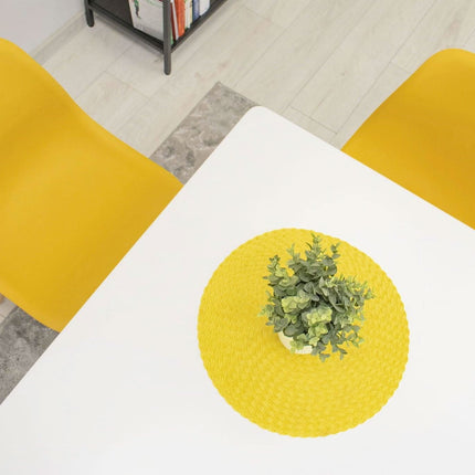 Kėdės OSAKA, garstyčių spalvos/natūralios kojos, 3 vnt. - Beauty Kit