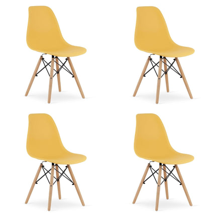 Kėdės OSAKA, garstyčių spalvos/natūralios kojos, 4 vnt. - Beauty Kit