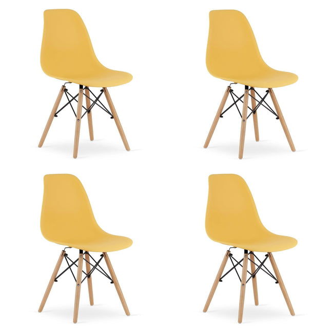 Kėdės OSAKA, garstyčių spalvos/natūralios kojos, 4 vnt. - Beauty Kit