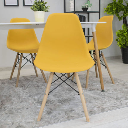 Kėdės OSAKA, garstyčių spalvos/natūralios kojos, 4 vnt. - Beauty Kit