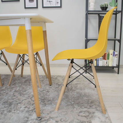 Kėdės OSAKA, garstyčių spalvos/natūralios kojos, 4 vnt. - Beauty Kit