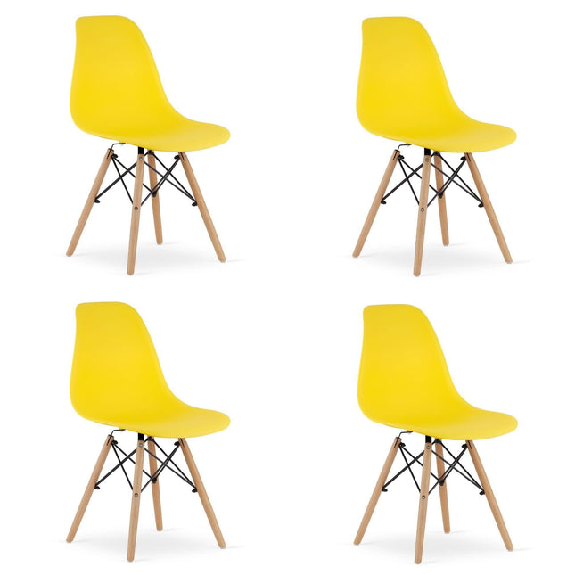 Kėdės OSAKA, geltonos/natūralios kojos, 4 vnt. - Beauty Kit