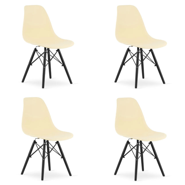 Kėdės OSAKA, kreminės/juodos kojos, 4 vnt. - Beauty Kit
